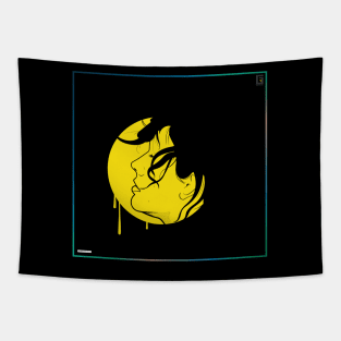 Girl in black and Yellow Tapestry