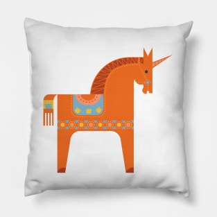 Fairy Tale in Blue + Orange Pillow