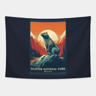 Glacier National Park Travel Poster Tapestry