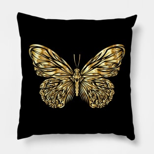 Ornate Golden Butterfly Pillow