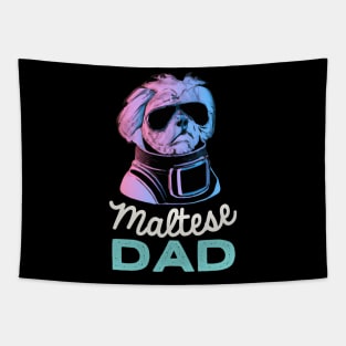 Maltese Dad Synthwave Dog Owner Retro Dog Father Tapestry