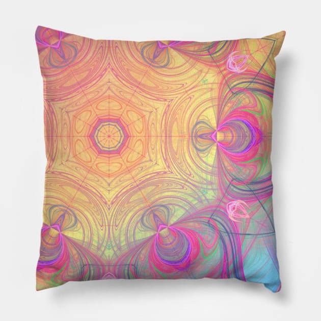 Psychedelic retro kaleidoscope Pillow by hereswendy