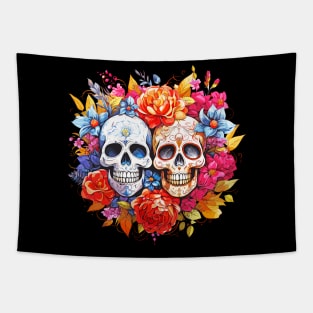 Day of the Dead Dia de Los Muertos Sugar Skull Couple Tapestry