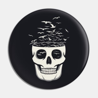 Skull art with birds Pin