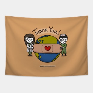 Thank you Carers, Healthcare Workers, Heroes, Gratitude (Brown) - mydoodlesateme Tapestry