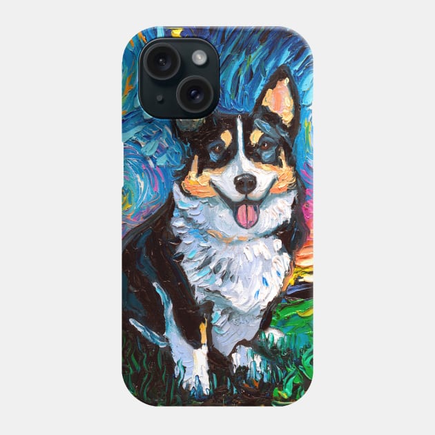 Tri Color Corgi Night Phone Case by sagittariusgallery