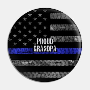 Grandpa Thin Blue Line Distressed Flag Pin