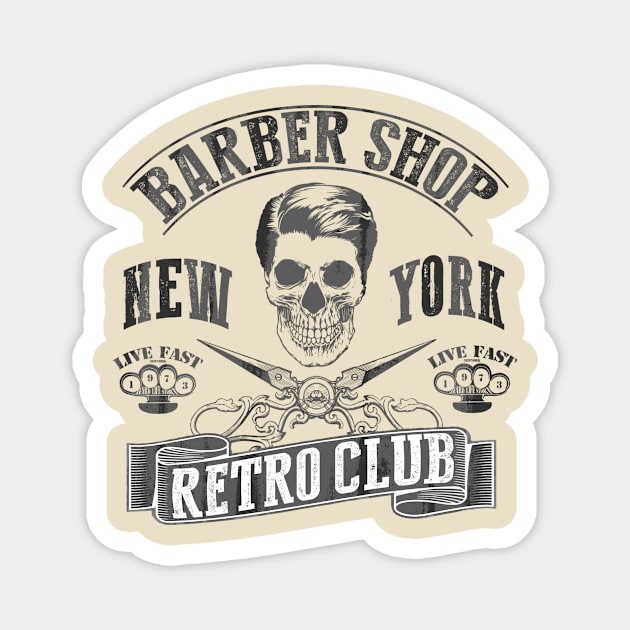 Barber shop retro club Magnet by Global Gear