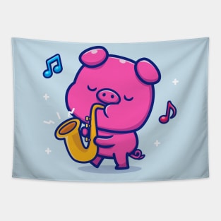 Cute Pig Playing Saxophone Tapestry