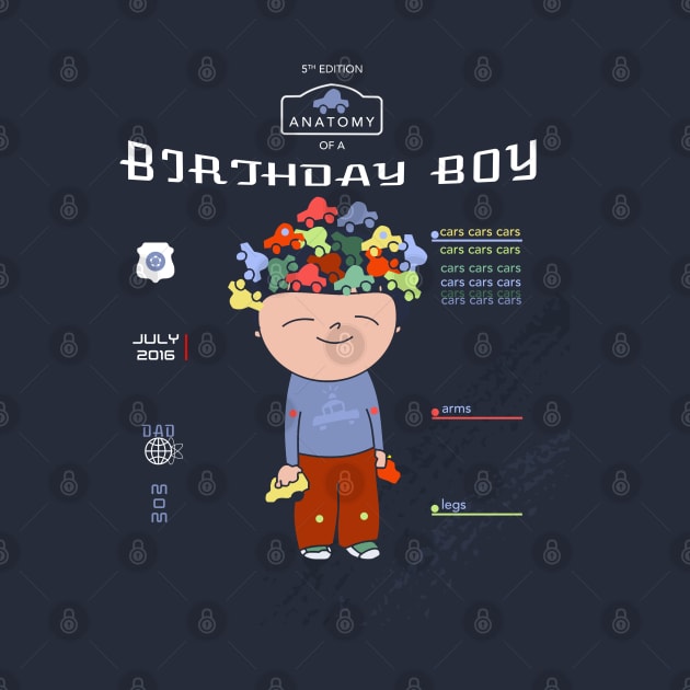 Boy Birthday T-Shirt "Anatomy of a Birthday Boy - Cars Cars Cars" by Luli and Liza