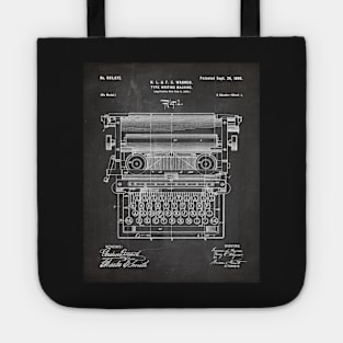 Typewriter Patent - Writer Editor Book Shop Décor Art - Black Chalkboard Tote