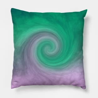 Pink and Spring Green Cosmic Cloud Whirly Swirl Pillow