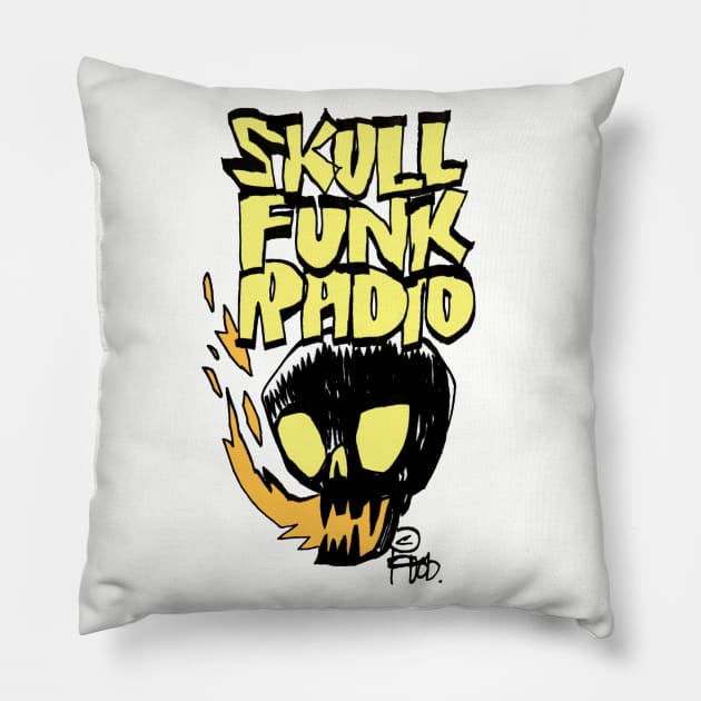 SKULL FUNK RADIO Pillow by Jim Mahfood