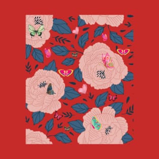 Summer floral pattern – flowers,  butterflies T-Shirt