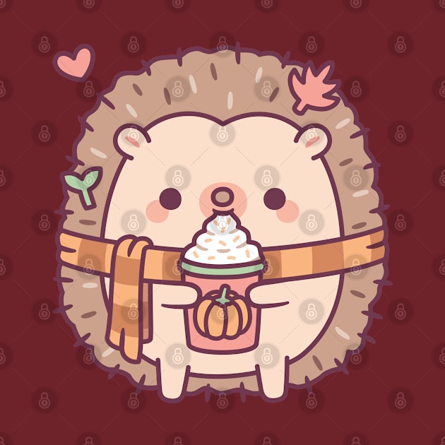 Cute Hedgehog Loves Pumpkin Spice Latte by rustydoodle