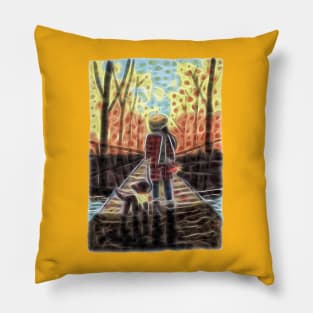 Autumn Walk with the Dog Pillow