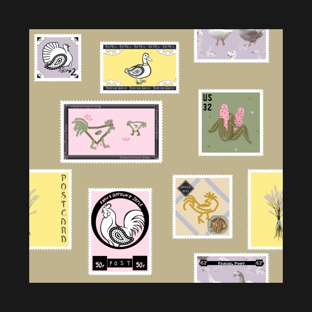 Pastel Poultry Postage Pattern by LochNestFarm