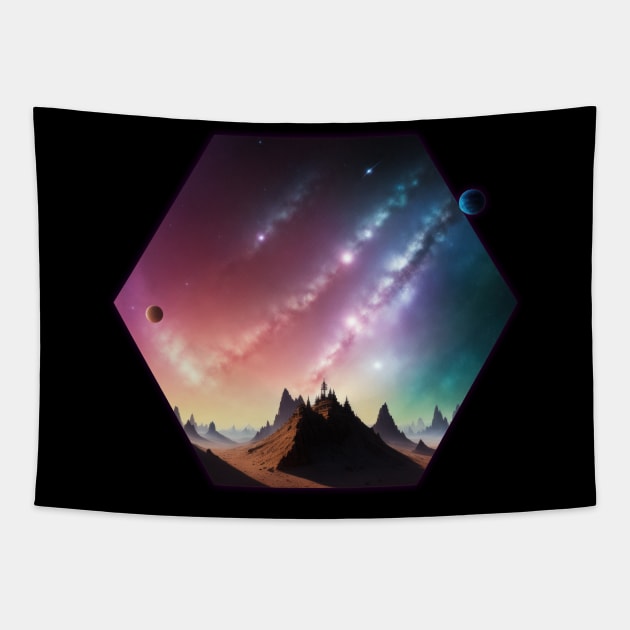 Planets in Space - Cosmic Exploration Design Tapestry by ZEFMAG