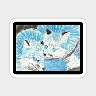 Sweet Blue foxes Magnet