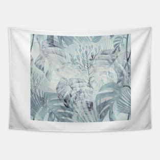 Monstera in gray & emerald Tapestry