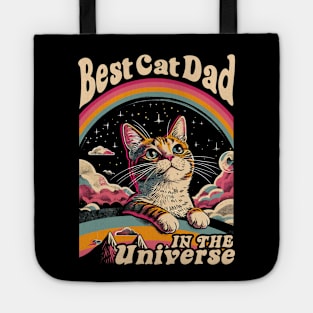 Best Cat Dad In The Universe 60s 70s Hippie Aesthetic Tote