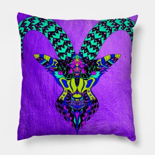 glitch and goats ecopop pattern mandala Pillow