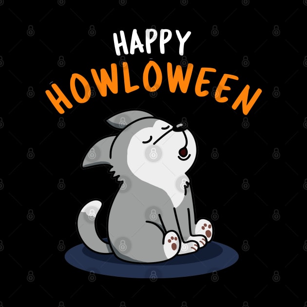 Happy Howloween Cute Halloween Wolf Pun by punnybone