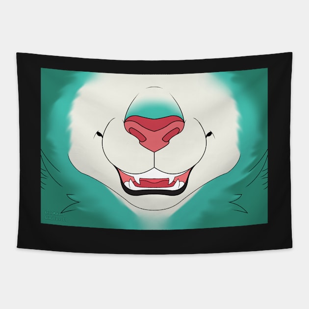 Teal Lion Mane Face Tapestry by KeishaMaKainn