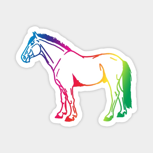 Horse line art rainbow Magnet by Shyflyer