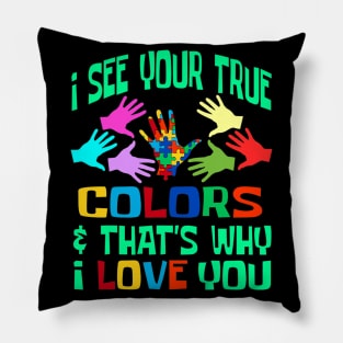 Autism Awareness Autistic Seehe Able Not The Label Pillow