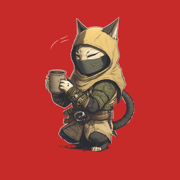 Coffee Ninja Cat Funny and Playful Design for Cat and Coffee Lovers by Printaha