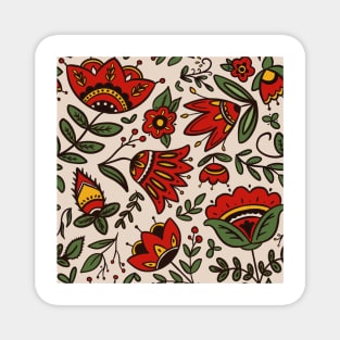 Folk art botanical pattern Magnet