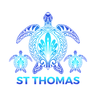 Vintage St Thomas Virgin Islands Ocean Blue Sea Turtle Souvenirs T-Shirt