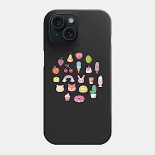 Cute Kawaii Fruits and Snacks Sticker Set Phone Case