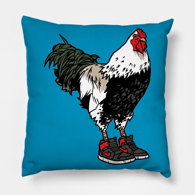 Chicken in Sneakers Pillow by castrocastro