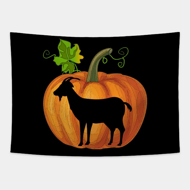 Goat in pumpkin Tapestry by Flavie Kertzmann