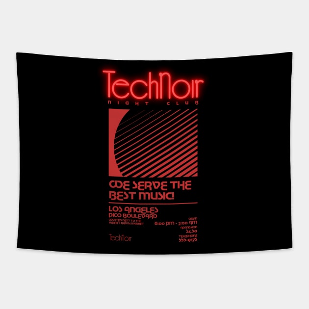 Retro 80s Technoir Nightclub Poster from the Terminator Movie Tapestry by DaveLeonardo