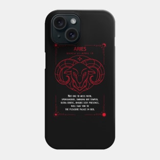 Aries Zodiac Sygns Symbol With Sexy Personality Quote Phone Case