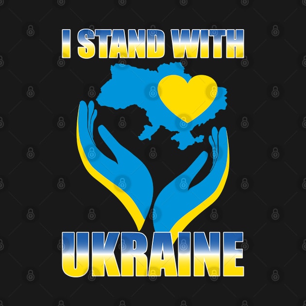 I Stand With Ukraine Ukrainian Flag Map and Heart by Beautiful Butterflies by Anastasia