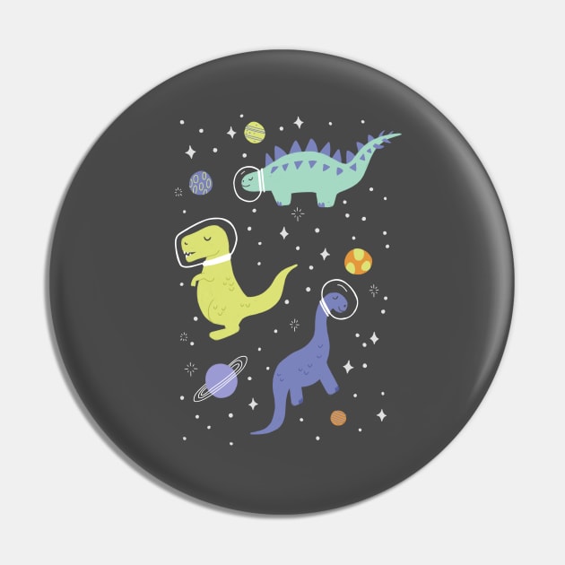 Cute Dinosaurs in Space Pin by latheandquill