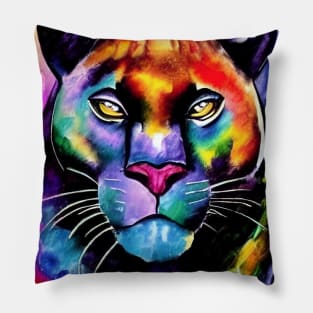 Panther / Cougar - Rainbow Colors Pillow