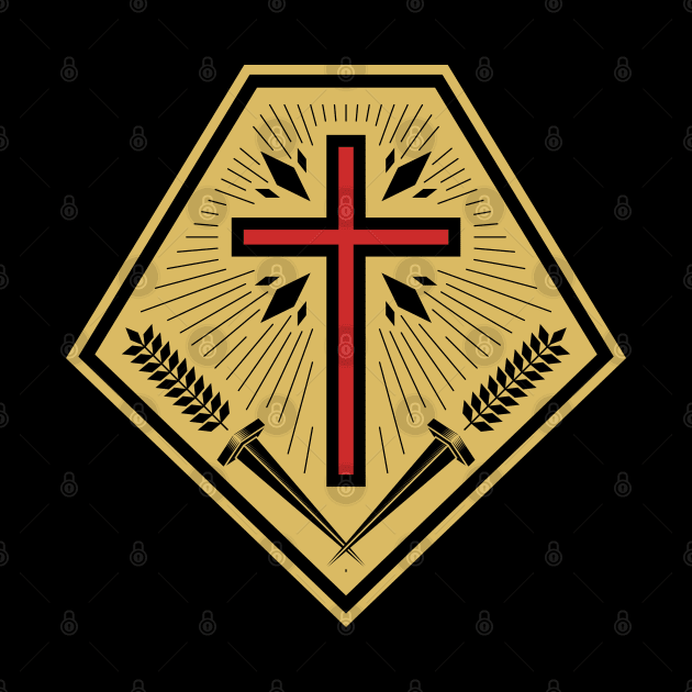 Christian illustration. Cross on the shield. by Reformer