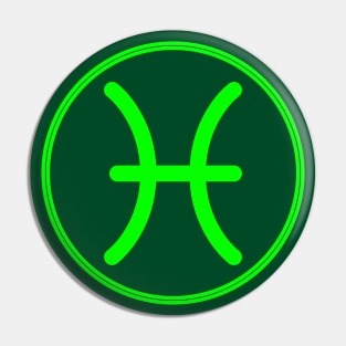 Cool Green Pisces Symbol Pin