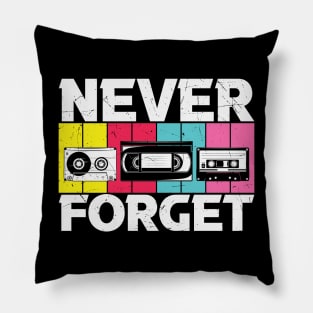 Vintage Never Forget VHS Tape Floppy Disk Cassette Tape Pillow