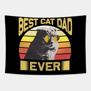 Best Cat Dad Ever Vintage Retro Sunset Tapestry