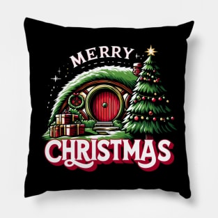Merry Christmas - Enchanted Circular Door - Fantasy Christmas Pillow