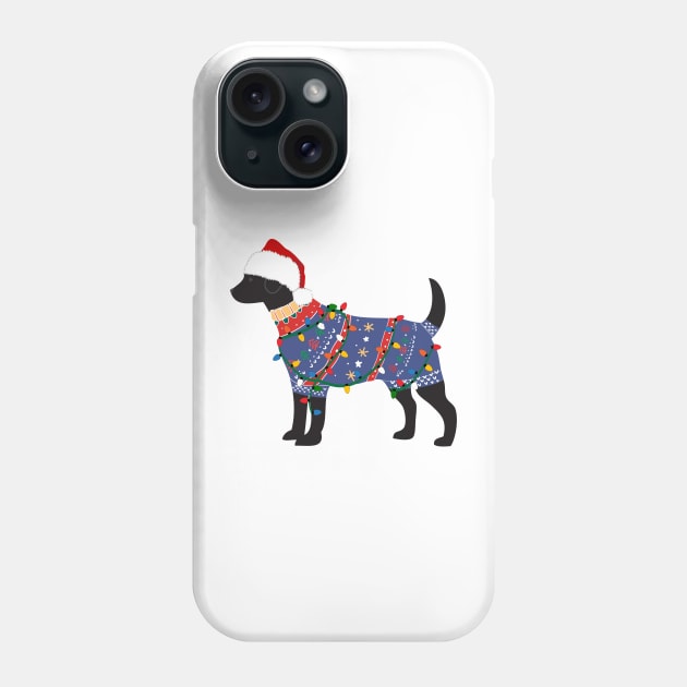 Black Lab Ugly Christmas Sweater Phone Case by emrdesigns