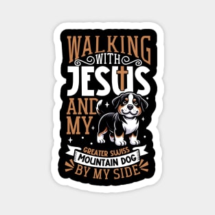 Jesus and dog - Greater Swiss Mountain Dog Magnet