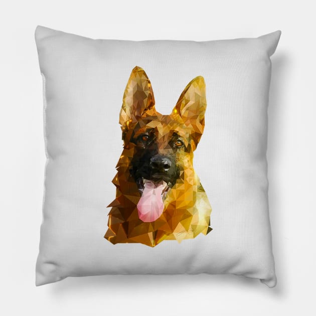 German Shepherd (Low Poly) Pillow by lunaroveda