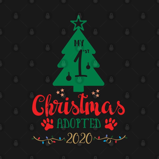 My First Christmas Adopted 2020, Xmas Tree Ugly Pajamas Gift by Printofi.com